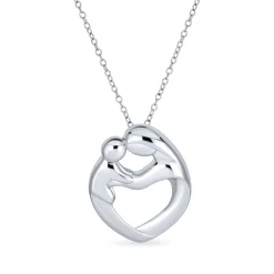 Mother and Child Heart Pendant (Silver)
