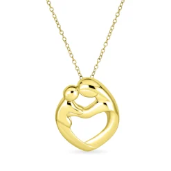 Mother and Child Heart Pendant (Gold)