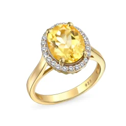 Oval Citrine Halo Ring