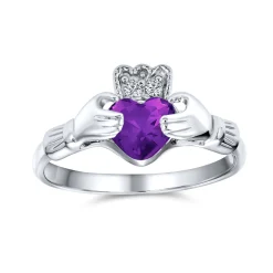 Gemstone Heart Claddagh Ring